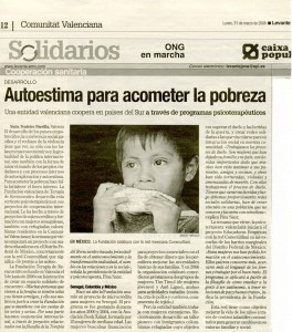Nota del diario Levante sobre la Fundación Terapia Reencuentro